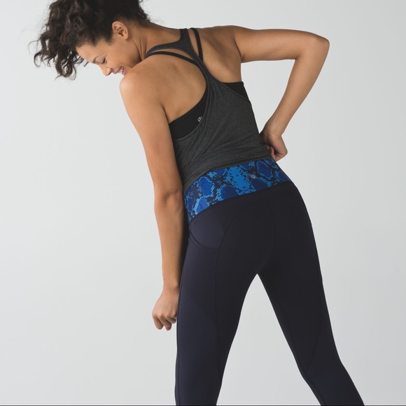 lululemon athletica Pants - Lululemon navy blue all the right places Ziggy snake  leggings full length sz 4